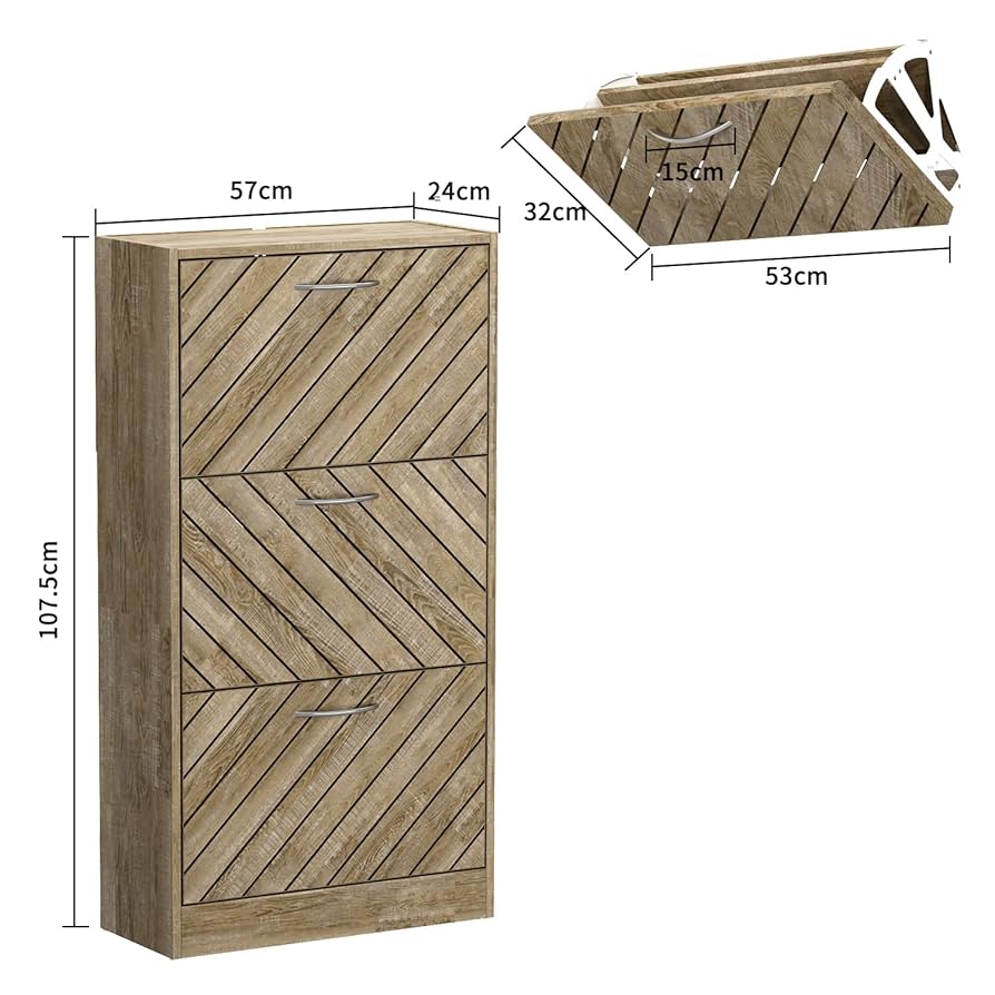 31.5㎝幅 開店記念セール！！ シューズボックス スリム 玄関収納 3 dinos 静かに閉まる薄型フラップシューズボックス シングル3段